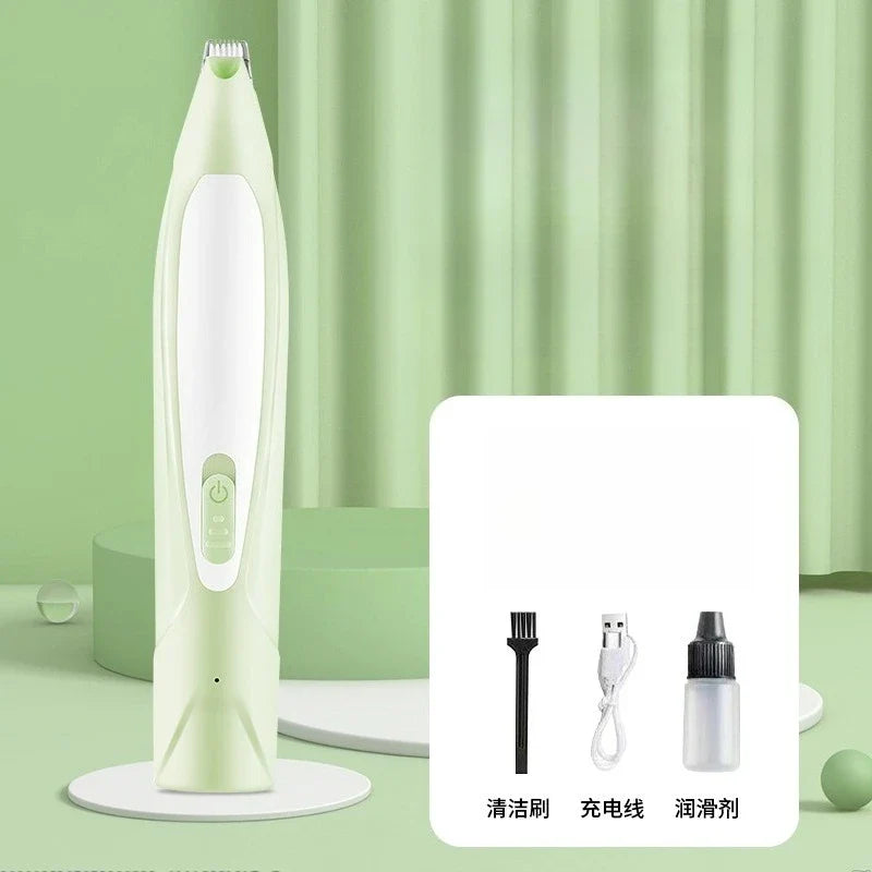Cordless Dog Grooming Clippers — 18mm (0.71 in) Wide Blade, LED Light & LCD Display, Low-Noise Rechargeable Pet Paw Trimmer Green set H1