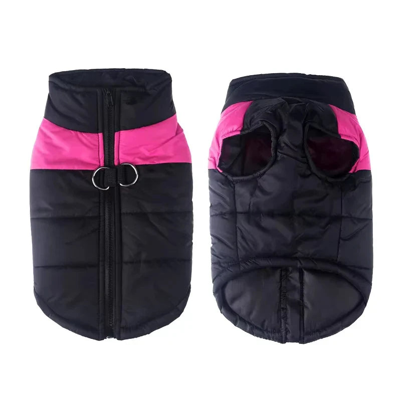Waterproof Winter Dog Jacket Warm Windproof Coat with D-Ring – XS–6XL for Small to Large Breeds (Red/Blue/Green/Pink/Purple) Pink