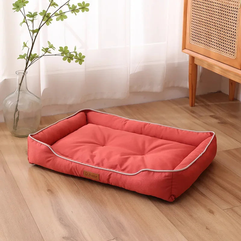 Four Seasons Paw Pet Sofa Dog Beds Waterproof Bottom Soft Fleece Warm Cat Bed House Pet Cushions for Small Medium Large Dogs Red