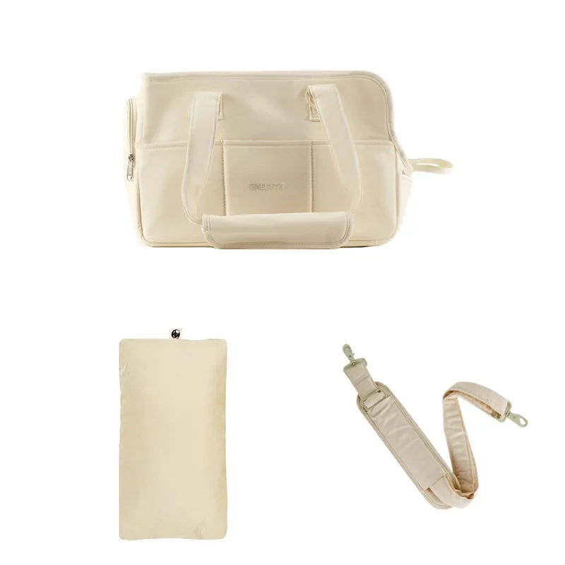 Portable Cotton Pet Sling Carrier for Small Dogs & Cats – Shoulder Handbag, Small 34×17×25cm (13.4×6.7×9.8in) & Medium 43×19×31cm (16.9×7.5×12.2in) beige strap pillow China Mainland