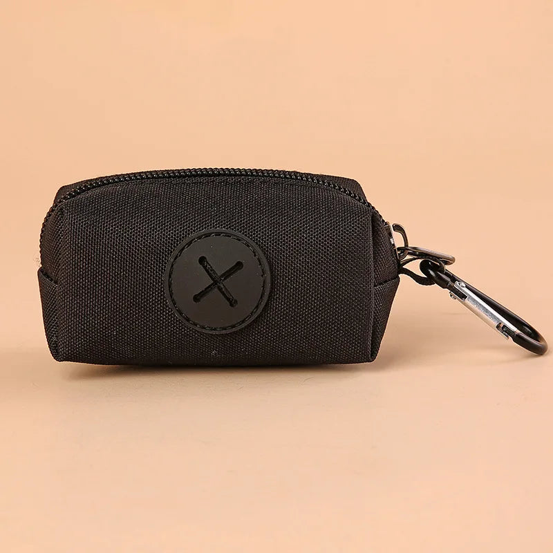 Canvas Dog Poop Bag Holder | Outdoor Pet Waste Bag Dispenser with Carabiner Clip black 1