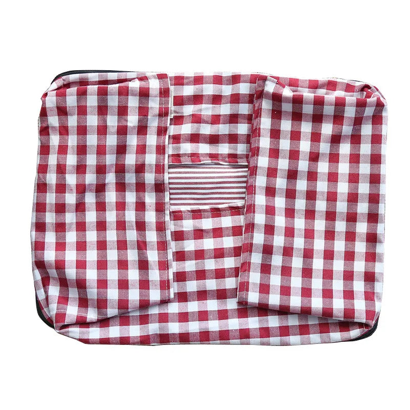 Striped Cotton Pet Bed Sofa for Cats & Small Dogs — Indoor Puppy Kennel (S/M) 50x40x20cm & 60x50x20cm (19.6x15.7x7.8 in & 23.6x19.6x7.8 in) Red washing set China Mainland