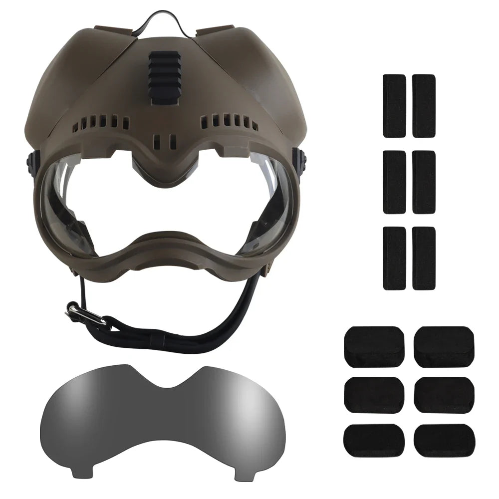Tactical Dog Outdoor Hunting Training K9 Helmet, Large Dog Patrol Dogs Sheepdog Pet Motorcycle Protective Helmet with Goggles KD-H-01 Tan