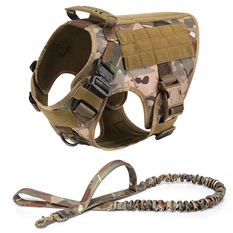 Tactical Military Vest Pet German Shepherd Golden Retriever Tactical Training Dog Harness and Leash Set For All Breeds Dogs CP 2 piece set