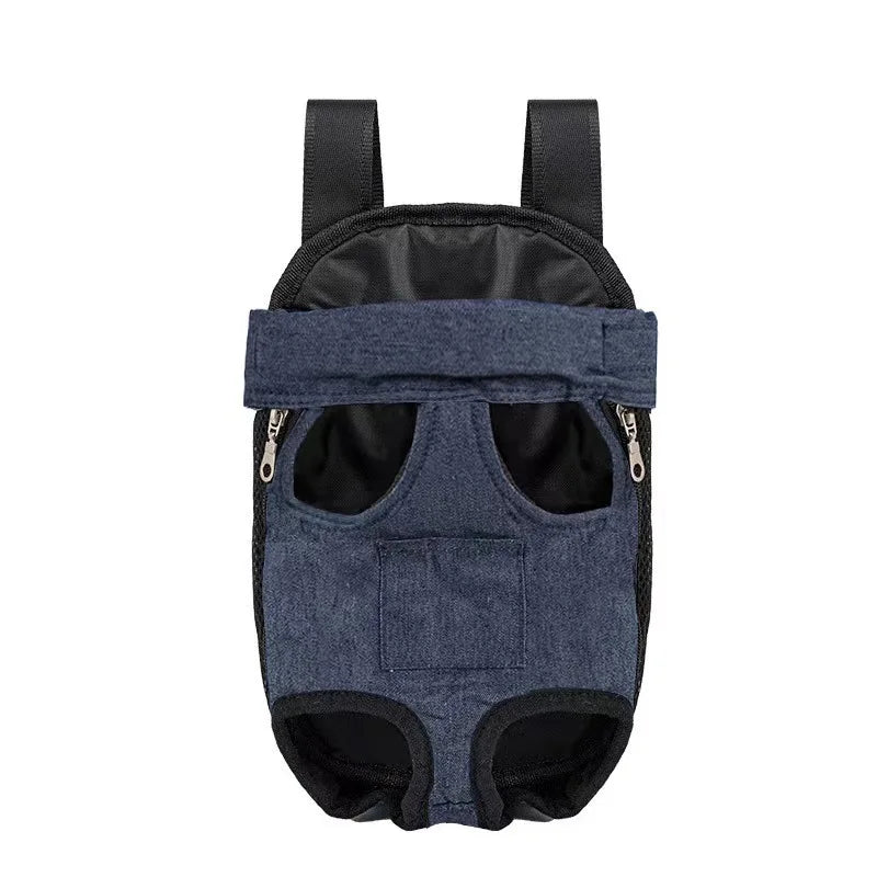 Breathable Camouflage Mesh Dog Carrier Backpack — Adjustable Pet Backpack for Small Dogs up to 22 lb (10 kg) Denim S PocketA