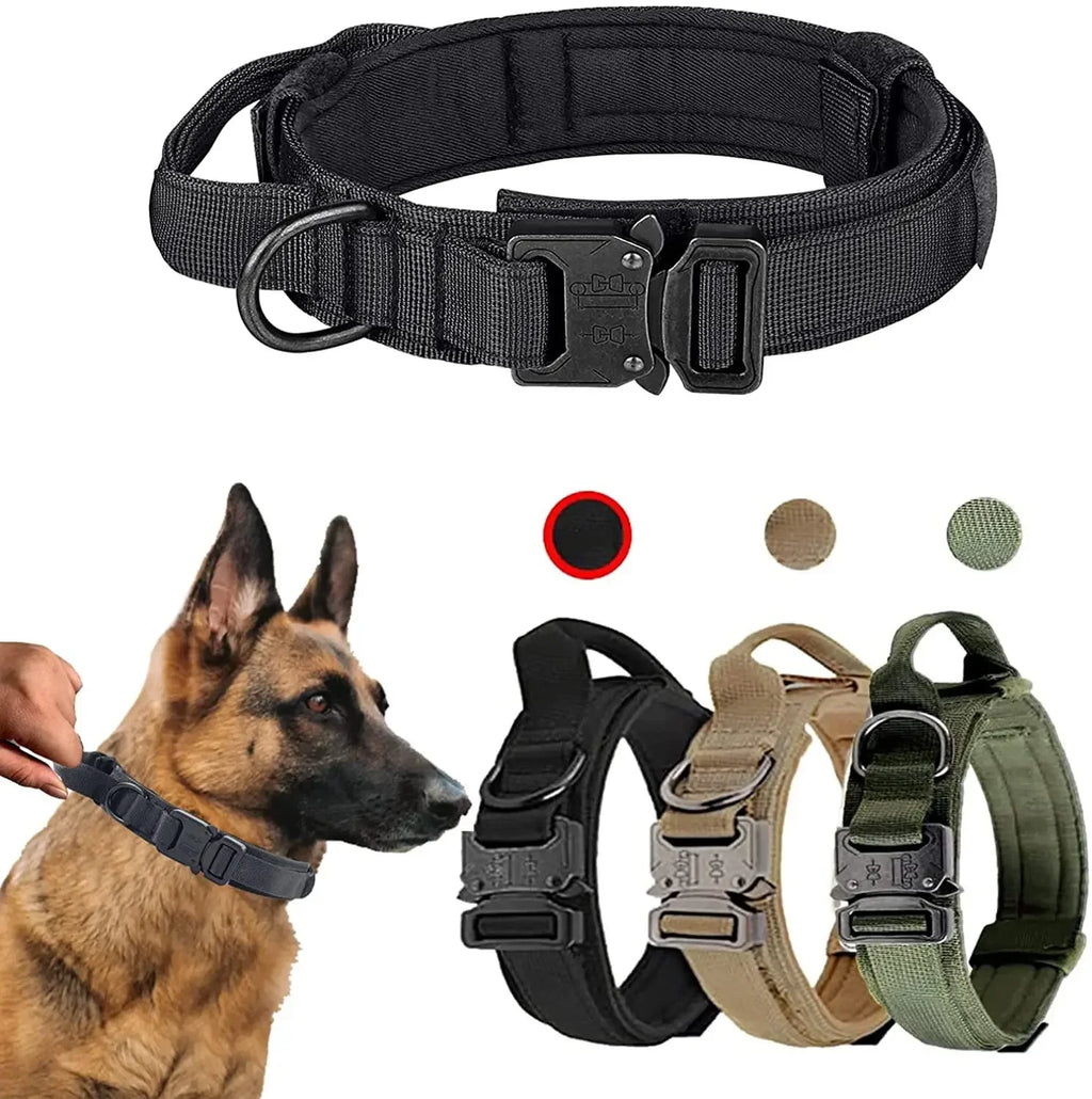 actical Dog Collar Adjustable Military Training Nylon Dog Collar with Heavy Metal Buckle for Medium and Large Dogs