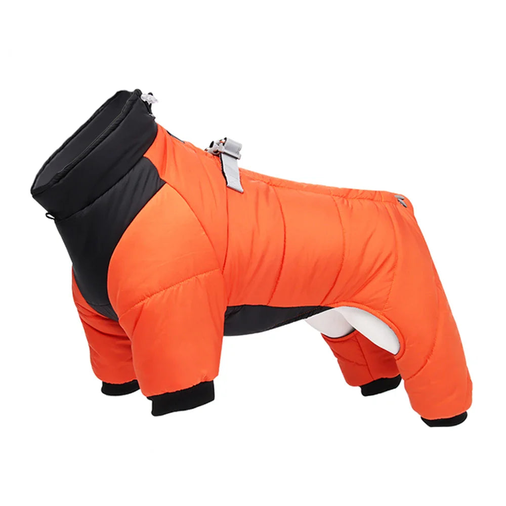Waterproof Padded Winter Dog Jacket – Warm Thick Coat for Small & Medium Dogs (Chihuahua, French Bulldog, Pug) Hook and Loop Orange