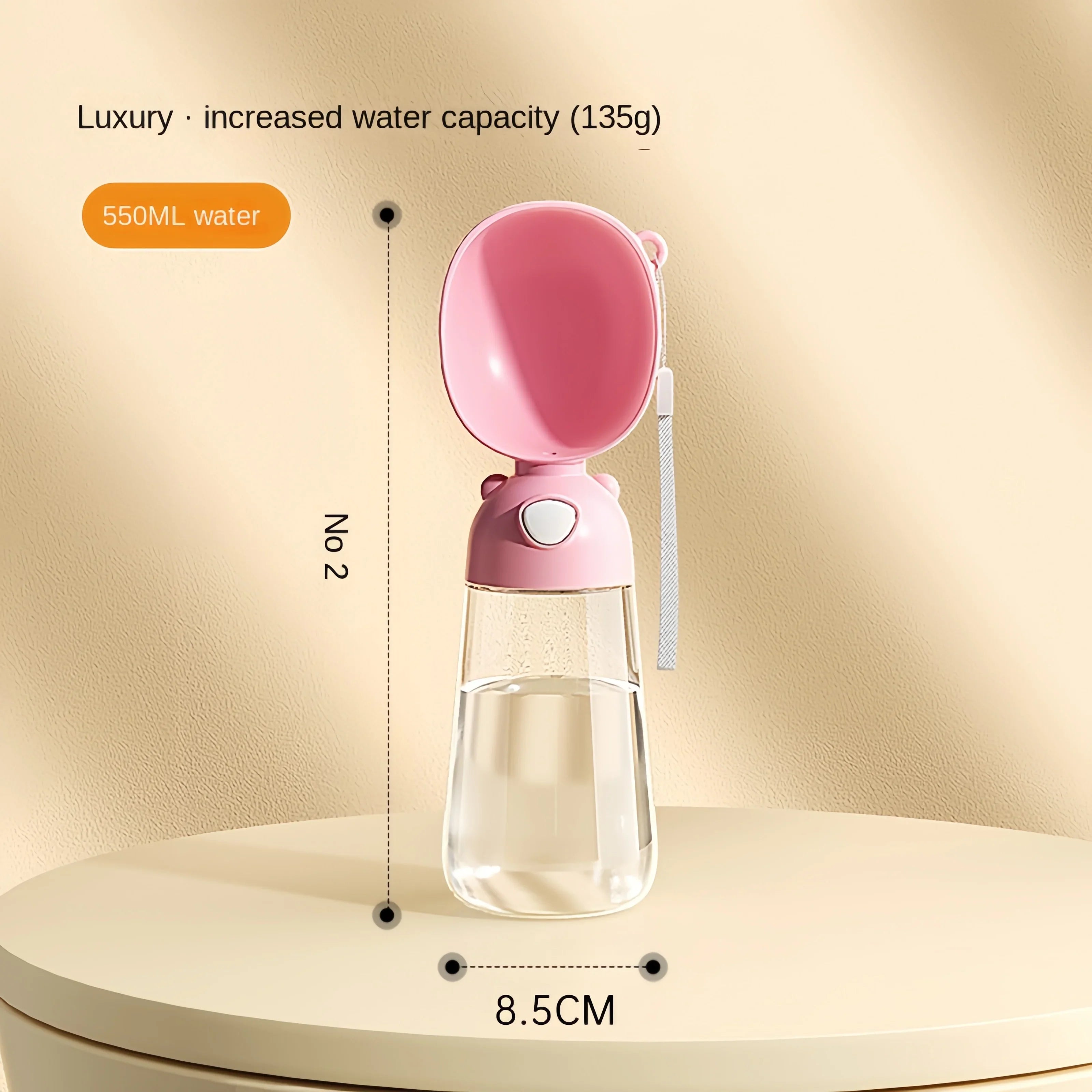 Portable Pet Water Bottle with Food Dispenser, Food-Grade Travel Bowl for Dogs & Cats pink feed water