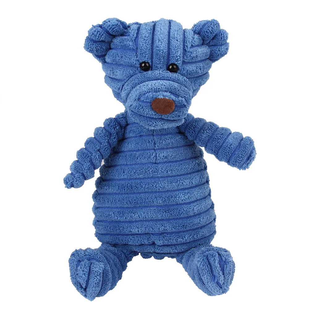Dog Chew Toy Corduroy Plush Squeaky Molar Tooth Cleaner Training Toy for Large Dogs Monkey and Pig Designs Bear