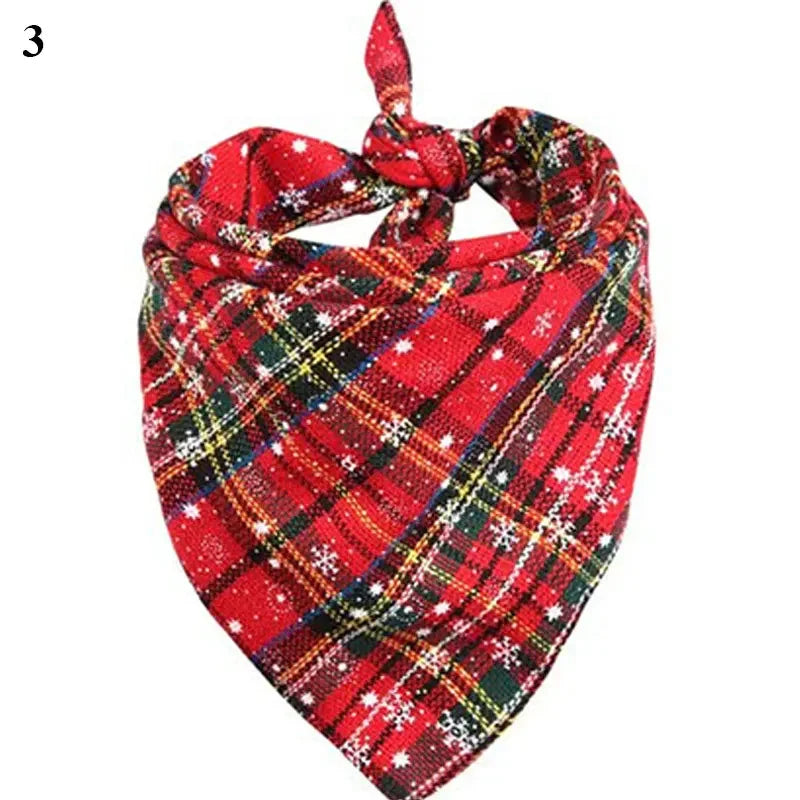 Dog Bandanas Large Pet Scarf Christmas Snow Print Dog Cotton Plaid WashableBow Ties Collar Cat Dog Scarf Large Accessories 3 M
