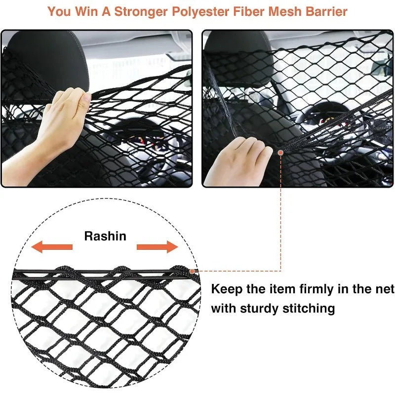 120X90CM Car Trunk Fence Pet Dog Isolation Protective Net Durable Elastic Isolation Double Layer Nets Safety Fence for Any Car