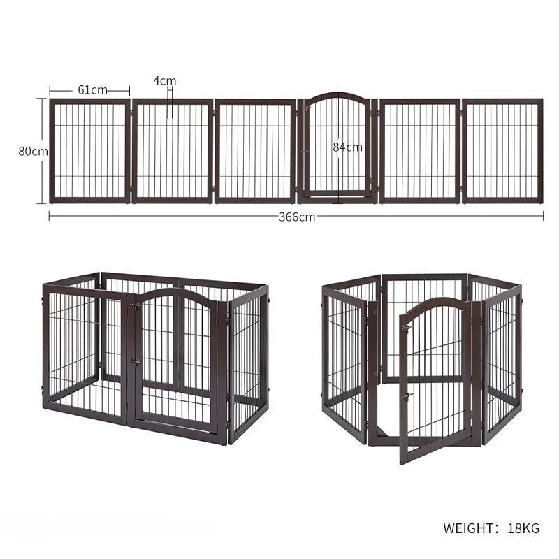 Wooden Pet Fence Dog Fence Freely Combinable Pet Isolation Door Indoor Foldable Dog Cage for Small and Medium Dogs Pet Supplies Coffee color