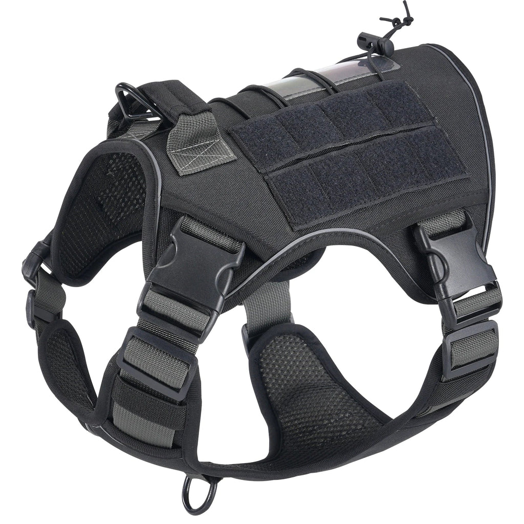Tactical Dog Harness for Small Medium Large Dogs No Pull Adjustable Pet Harness Reflective Working Training Easy Control Vest black