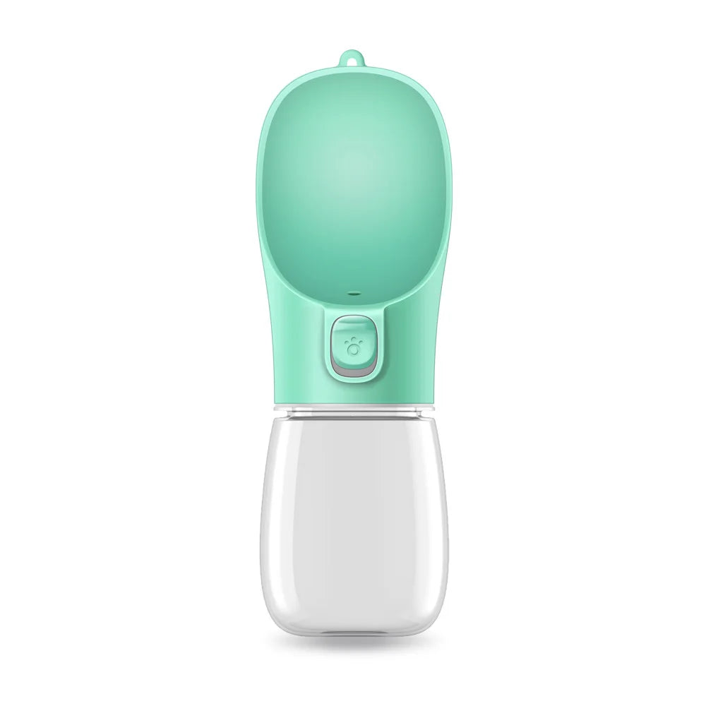 Portable Leakproof Pet Water Bottle with Built-in Bowl – Travel Dog & Cat Water Feeder (300 / 350 / 550 ml) Green