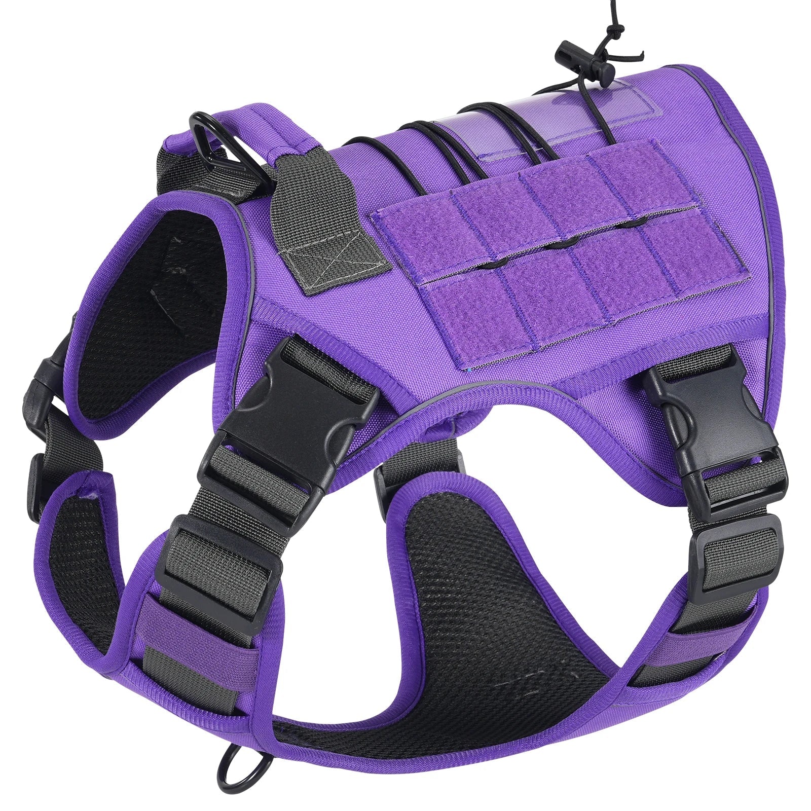 Tactical Dog Harness for Small Medium Large Dogs No Pull Adjustable Pet Harness Reflective Working Training Easy Control Vest PURPLE