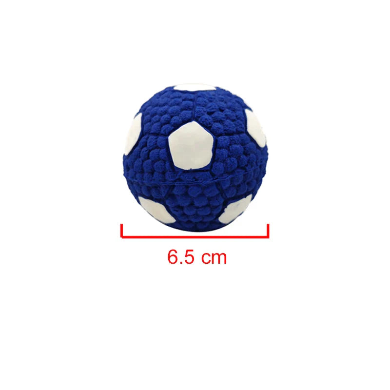 Dog Squeaky Latex Ball Chew Toy – Dental Cleaning Training & Interactive Play (Rugby, Tennis, Volleyball, Football, Basketball Shapes) Football S
