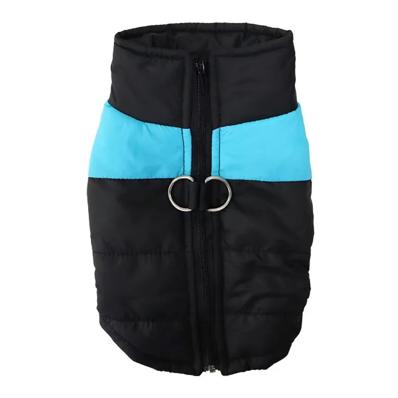 Waterproof Padded Dog Coat – Warm Winter Vest Jacket with Zipper for Small, Medium & Large Dogs blue