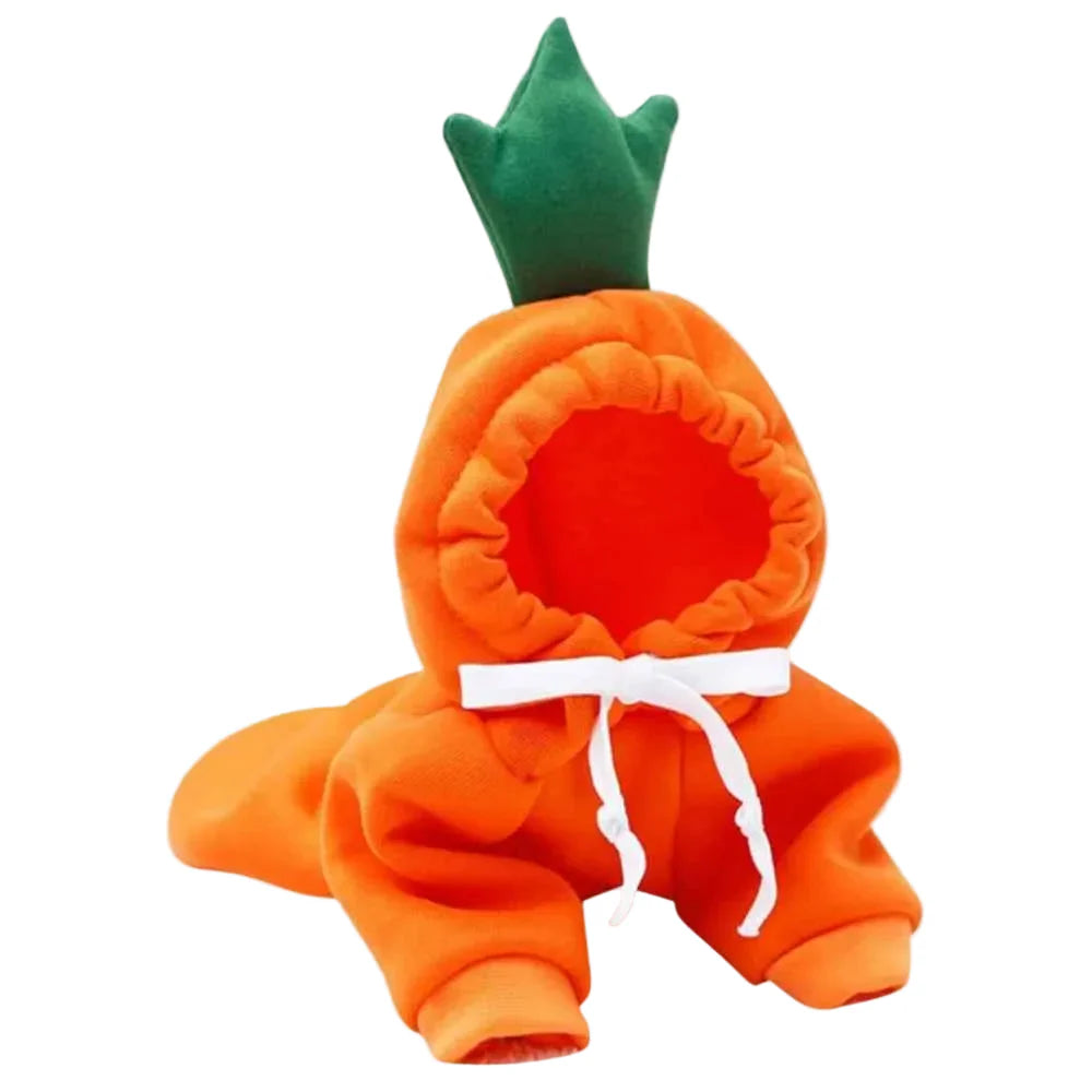 Cute Fruit Dog Hoodie – Warm Fleece Pet Jacket for Small Dogs Orange