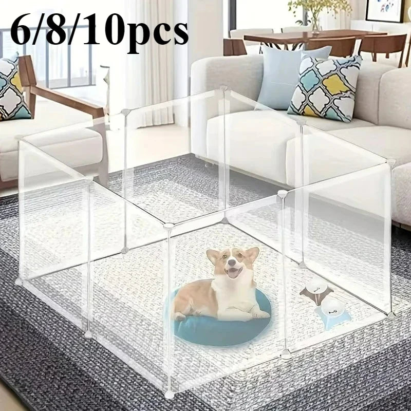 Foldable Dog Cage Yard Fence,Small Pet Playpen DIY Freely Combined with Assembled, for Dog Cat Kitten Rabbit Guinea Pig Bunny