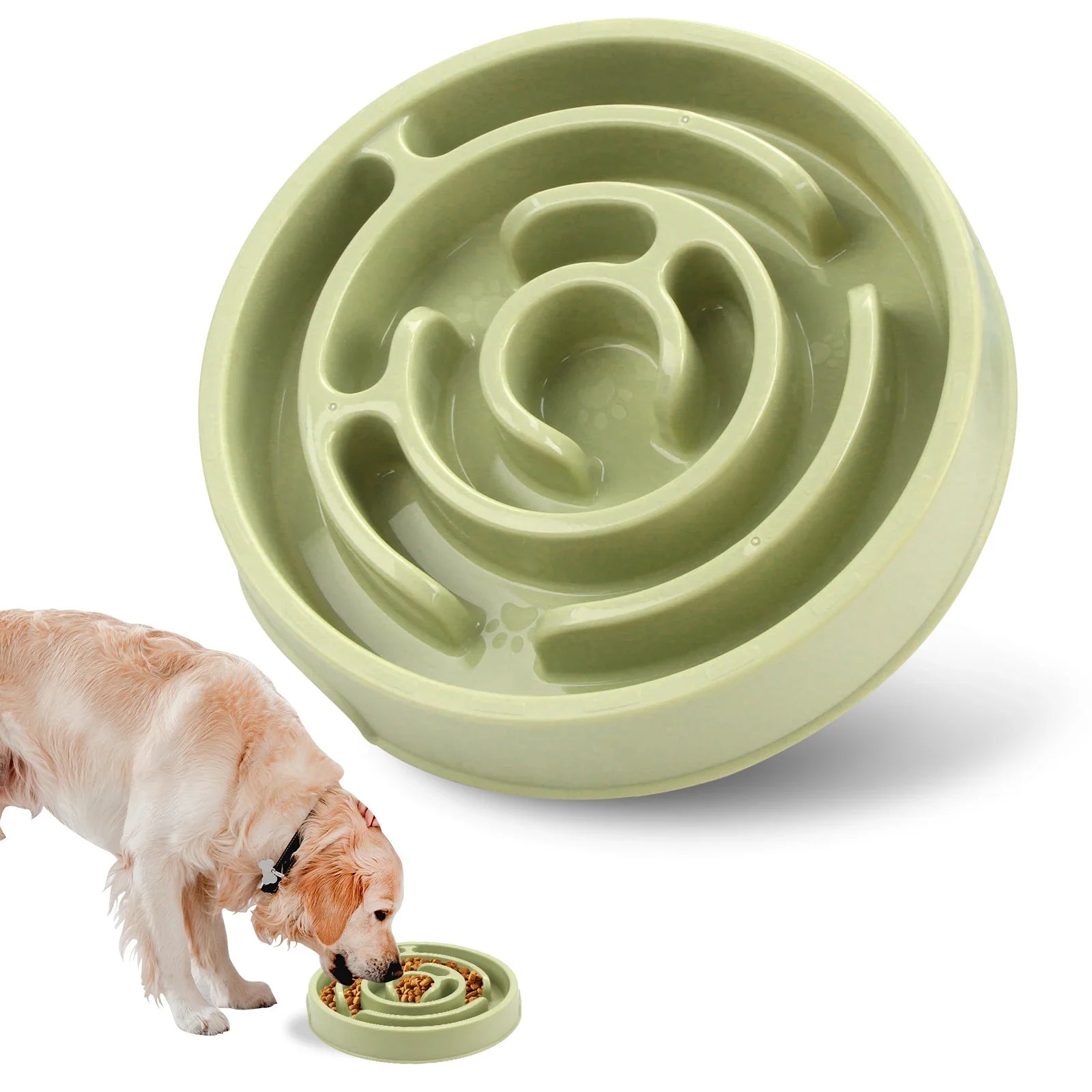 Pet Dog Slow Feeder Bowl Fun Non Slip Anti-Gulping Slower Food Feeding Dishes Eco Dog Bowl for Small Medium Large Dogs Puppy Macaron Green
