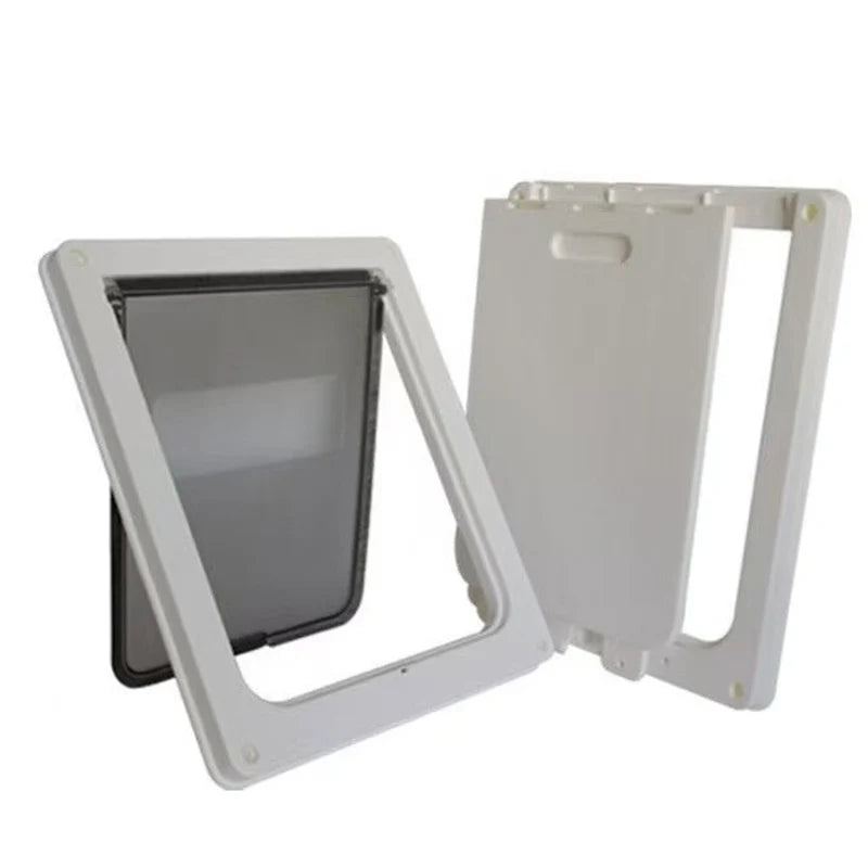 Lockable Pet Door with Privacy Flap – Weatherproof Dog & Cat Door, Easy Install (S 13.8 in x 11.4 in / 35 x 29 cm, L 16.9 in x 14.0 in / 43 x 35.5 cm) white