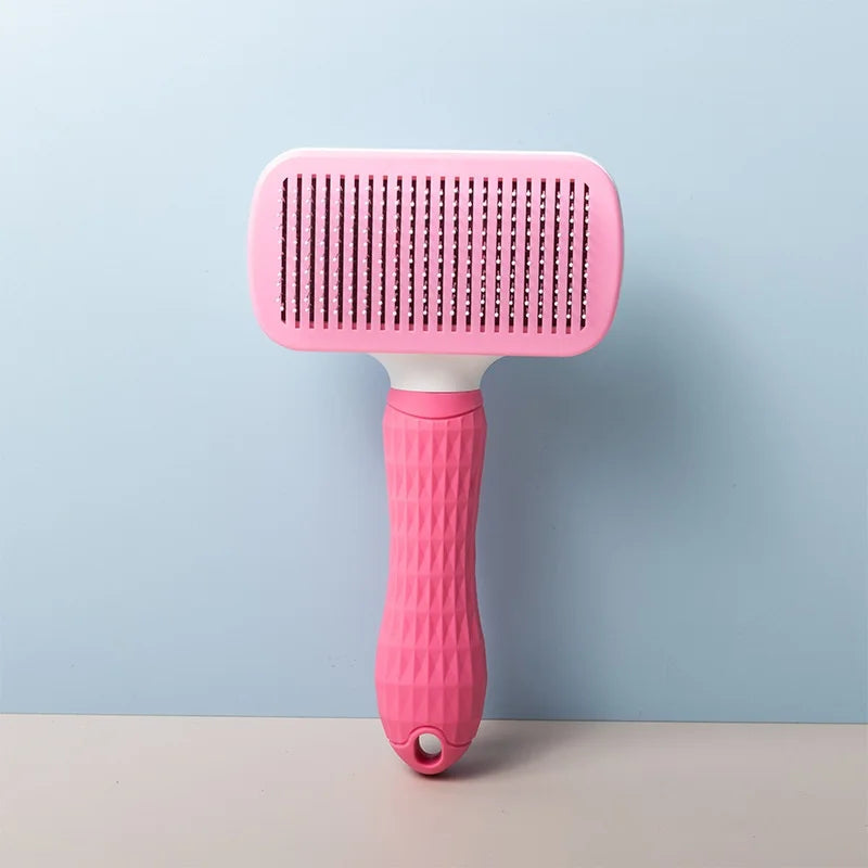 Pet Deshedding Comb | Self Cleaning Needle Brush for Dogs and Cats Pink 1