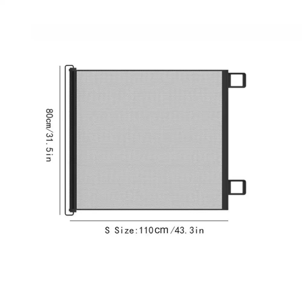 Retractable Pet Gate Dog Retractable Gate No-Drill Childproof Net Fence Cat Baffle for Indoor Staircase Patio Fireplace Deck 110x80cm