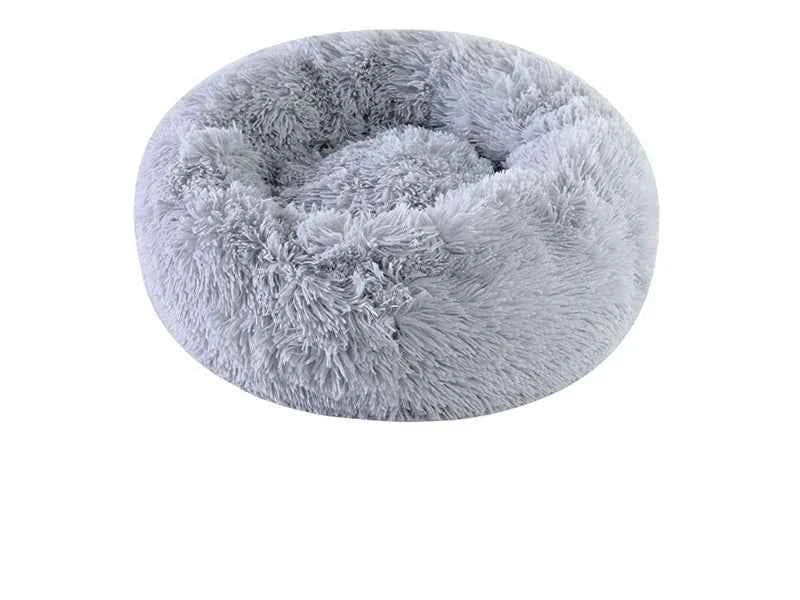 Calming Round Plush Pet Bed — Anxiety Relief for Dogs & Cats light gray 40cm