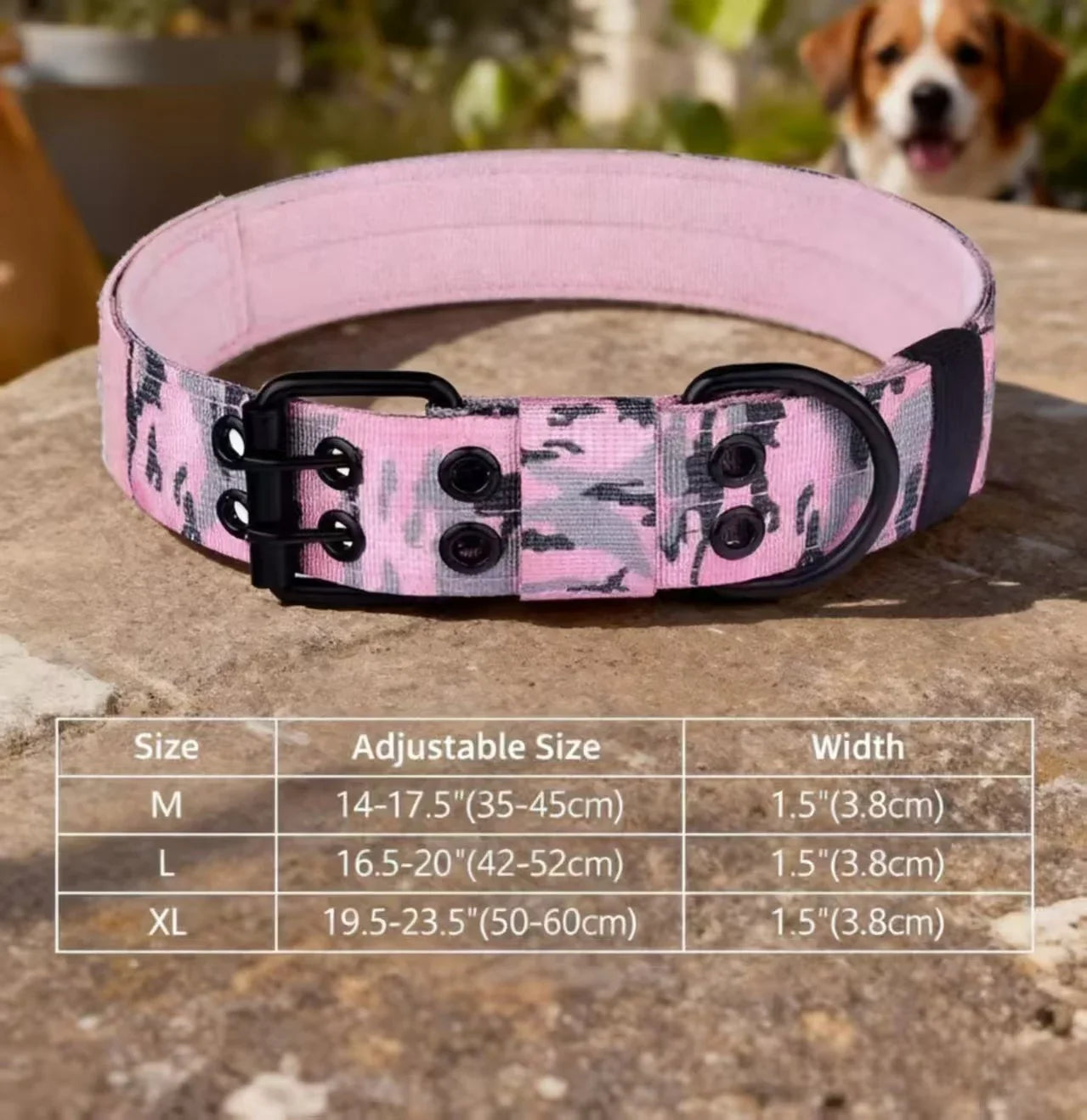 Tactical Dog Collar, Heavy Duty Nylon Dog Collar with Double Buckle, Adjustable Military Dog Collar for Medium Large Dogs