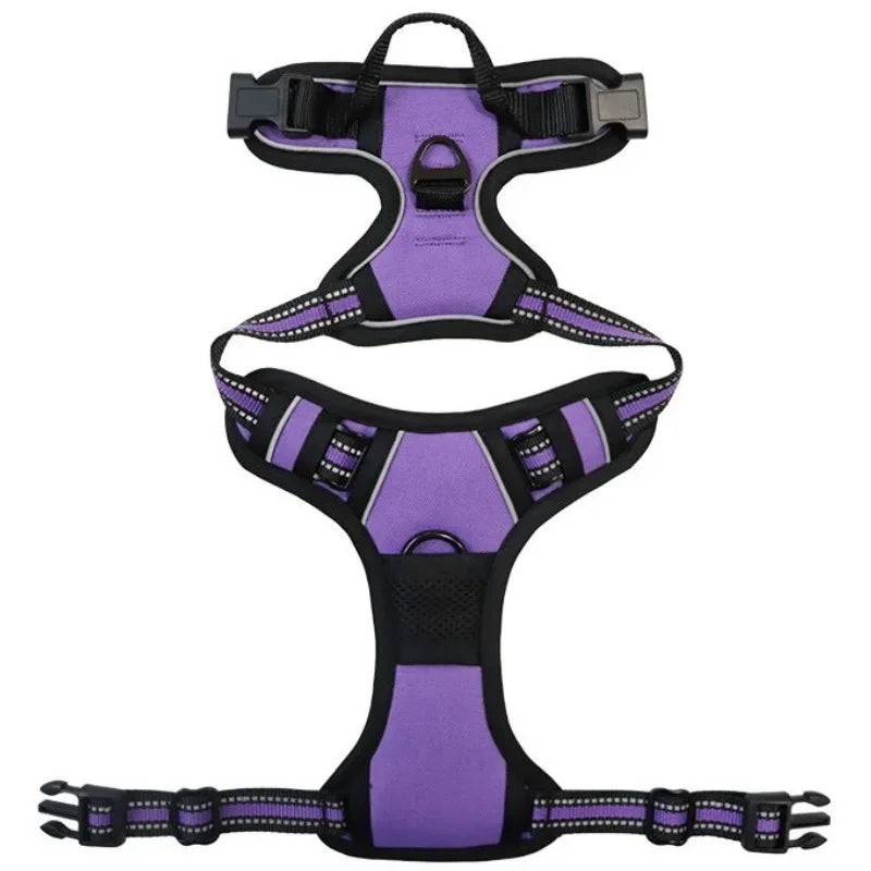 Reflective Breathable Dog & Cat Harness Vest – Adjustable Chest Strap, XS–XL (13–37 in / 33–96 cm) Purple