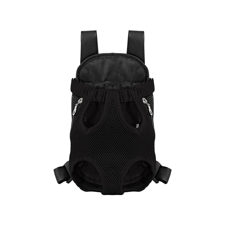 Breathable Double-Shoulder Pet Carrier Backpack — Portable Mesh Front/Back Travel Carrier for Small Dogs & Cats black