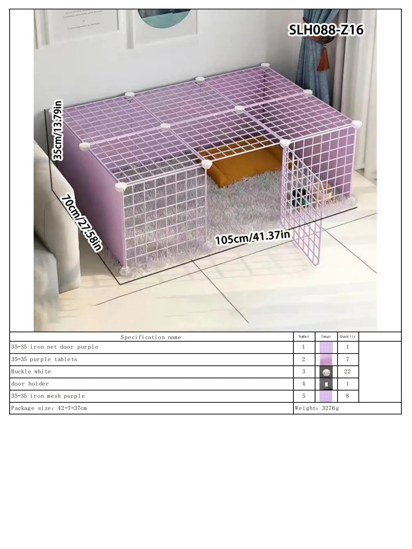 Dog Pet Fence Indoor Isolation Gate Dog Cage Small Dog Iron Guardrail Freely Combinable Cat and Dog Pet Fence Slh088-Z16