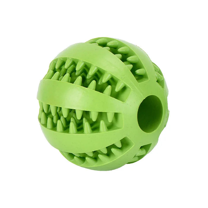 Interactive Rubber Dog & Cat Toy Ball, Puppy Chew Toy, Treat Feeder & Tooth-Cleaning Silicone Ball Green
