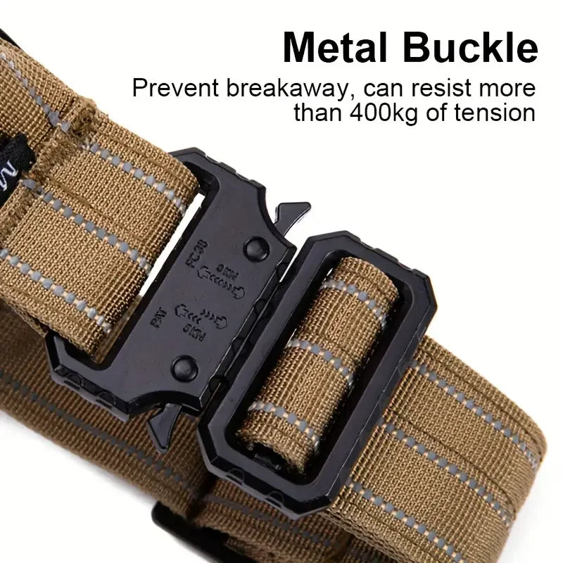 Medium Large Durable Tactical Collar] Durable Tactical Training Dog Collar - High-Strength Nylon, Reflective, With Handle - Perf