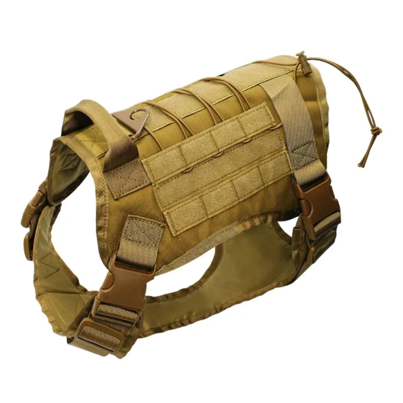 Tactical Camouflage Dog Vest Harness for Medium and Large Dogs，Easy Control and Comfortable for Hiking ，Training, and Outdoor khaki