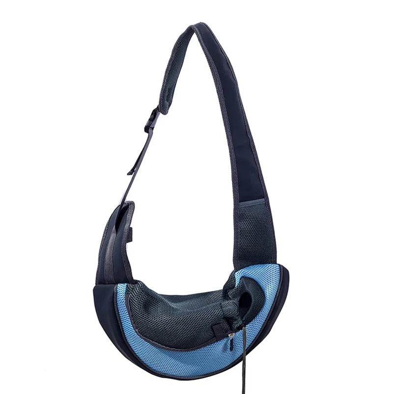 Crossbody Pet Carrier Sling Backpack – Breathable Thickened Nylon for Small Dogs & Cats light blue