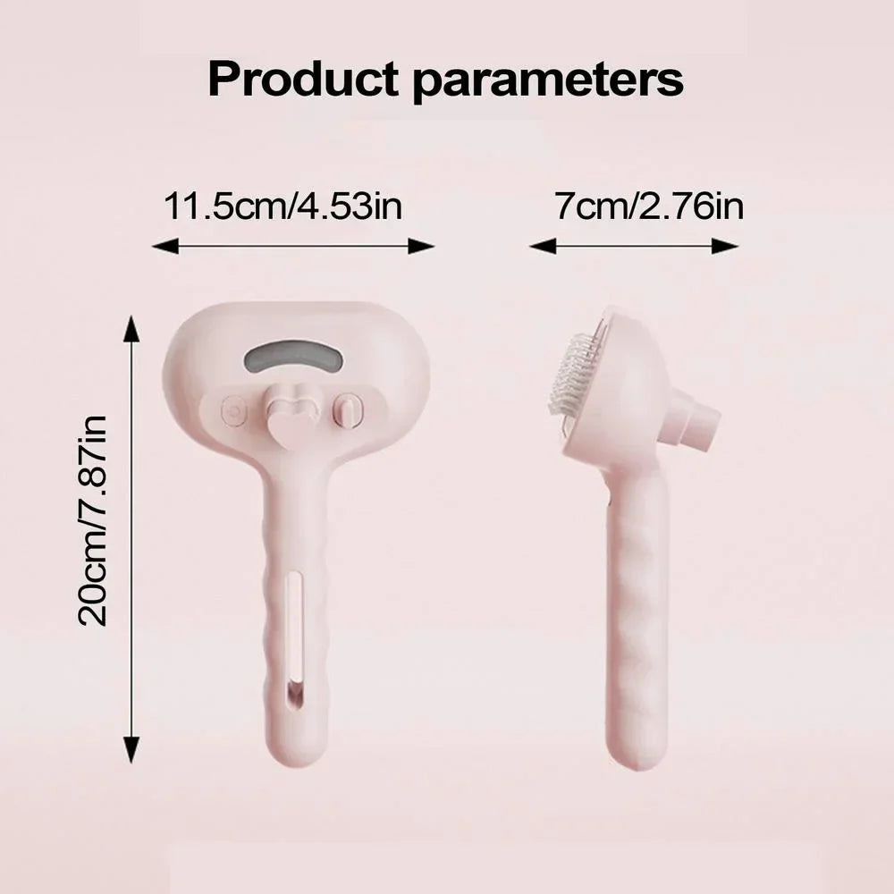 Rechargeable Steam-Spray Pet Grooming Comb — Foldable Dematting Brush & Hair Remover for Cats & Dogs Upgrade Pink