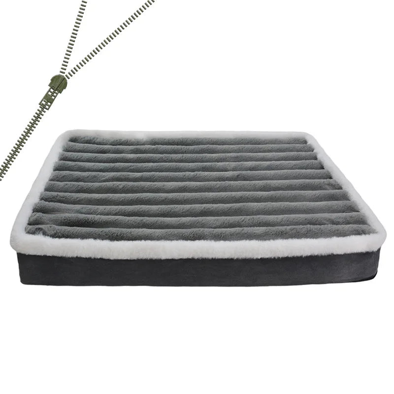 Washable Waterproof Dog Bed Mat with Removable Zipper Cover – Egg Crate Foam Pet Cushion for Large Dogs (M/L/XL/XXL, 19.7–47.2 in | 50–120 cm) GRAY