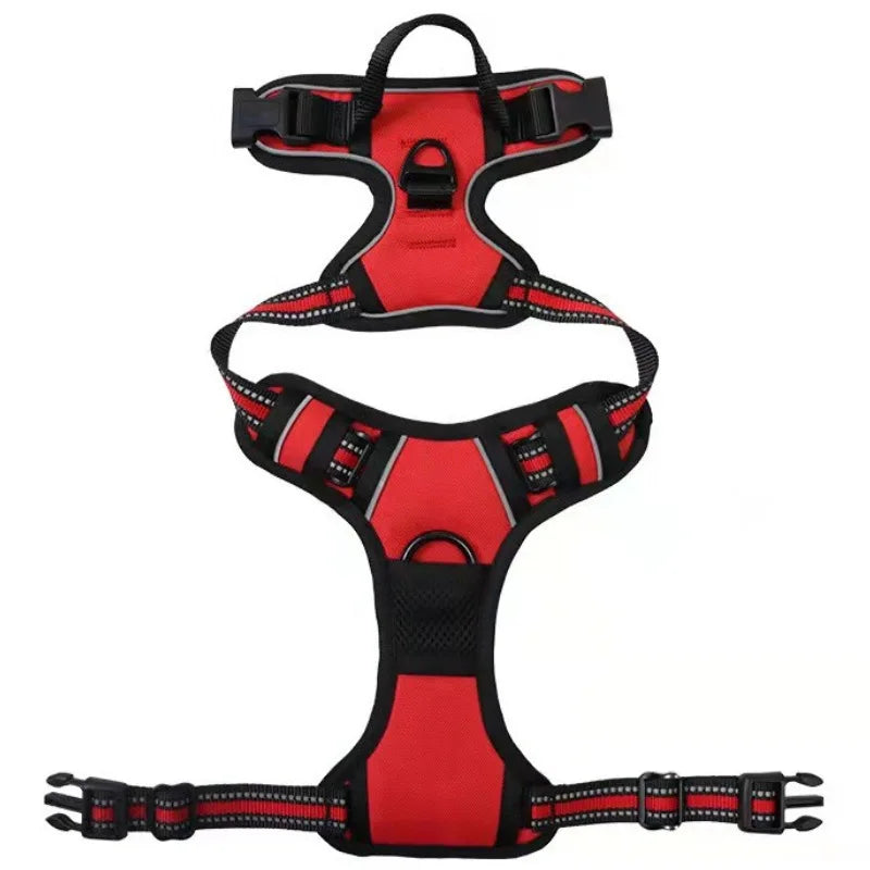 Reflective Breathable Dog & Cat Harness Vest – Adjustable Chest Strap, XS–XL (13–37 in / 33–96 cm) Red