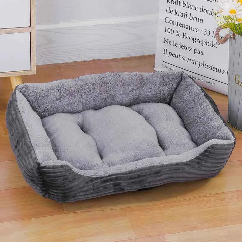 Color Square Winter Warm Pet Bed – Dog & Cat House Grey-A