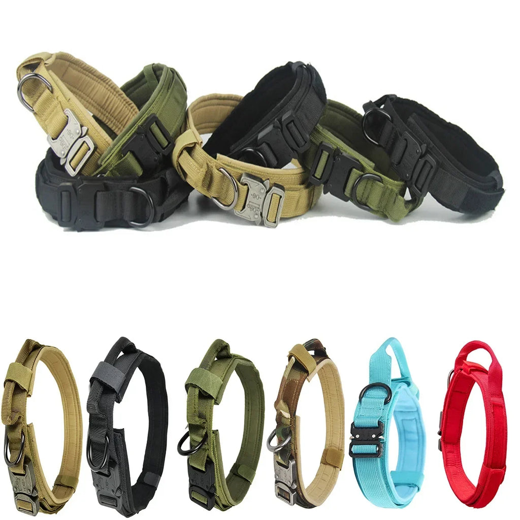 actical Dog Collar Adjustable Military Training Nylon Dog Collar with Heavy Metal Buckle for Medium and Large Dogs