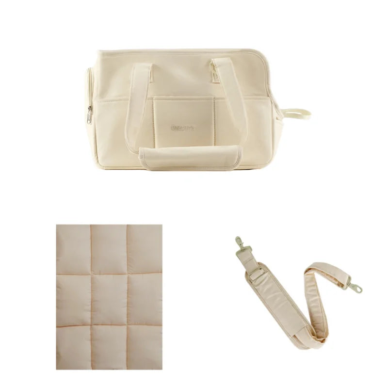 Portable Cotton Pet Sling Carrier for Small Dogs & Cats – Shoulder Handbag, Small 34×17×25cm (13.4×6.7×9.8in) & Medium 43×19×31cm (16.9×7.5×12.2in) beige bag strap mat China Mainland
