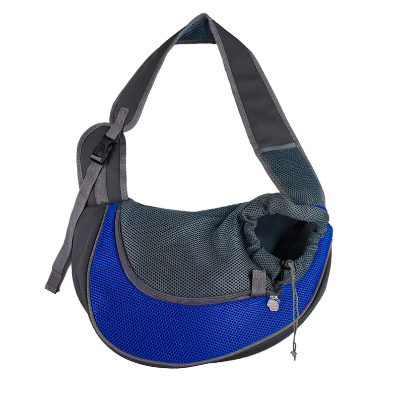 Pet Sling Carrier Shoulder Bag — Mesh Crossbody Travel Carrier for Small Dogs & Cats (S: up to 6.6 lb / 3 kg, L: up to 13.2 lb / 6 kg) dark blue