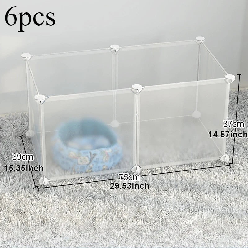 Foldable Dog Cage Yard Fence,Small Pet Playpen DIY Freely Combined with Assembled, for Dog Cat Kitten Rabbit Guinea Pig Bunny 6pcs