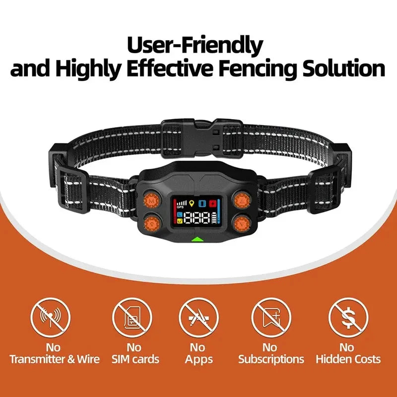 New Upgrade Smart GPS Wireless Dog Fence, Pet Training Collar,Electronic Fence,Invisible Virtual Outdoor Waterproof OLED Screen