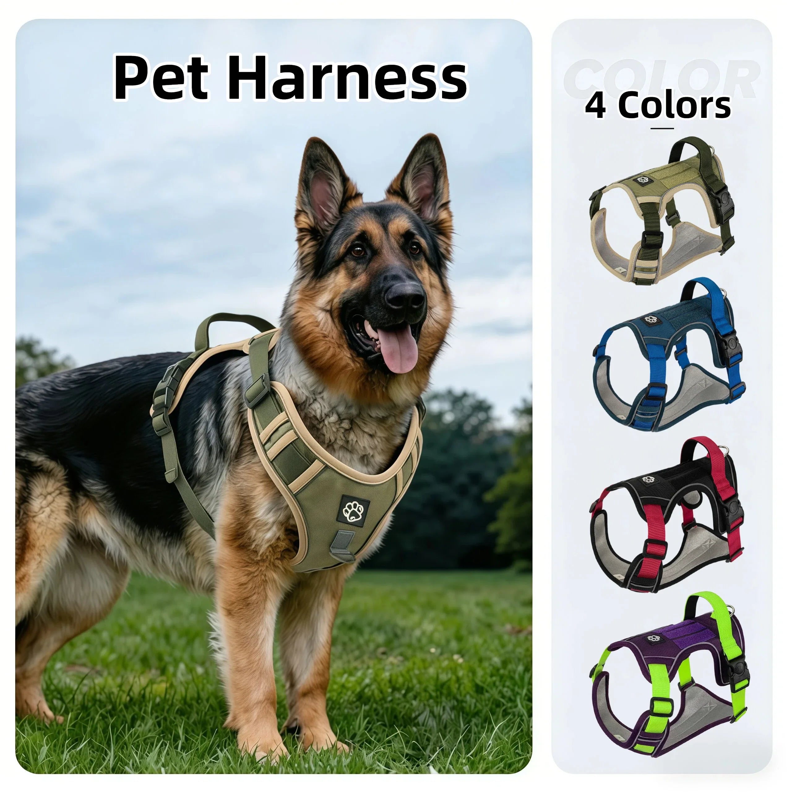 Pet Dog Tactical Harness Reflective For Medium Large Dogs Vest Adjustable Reflective Big Dog Harnesses Pet Accessoires Supplies