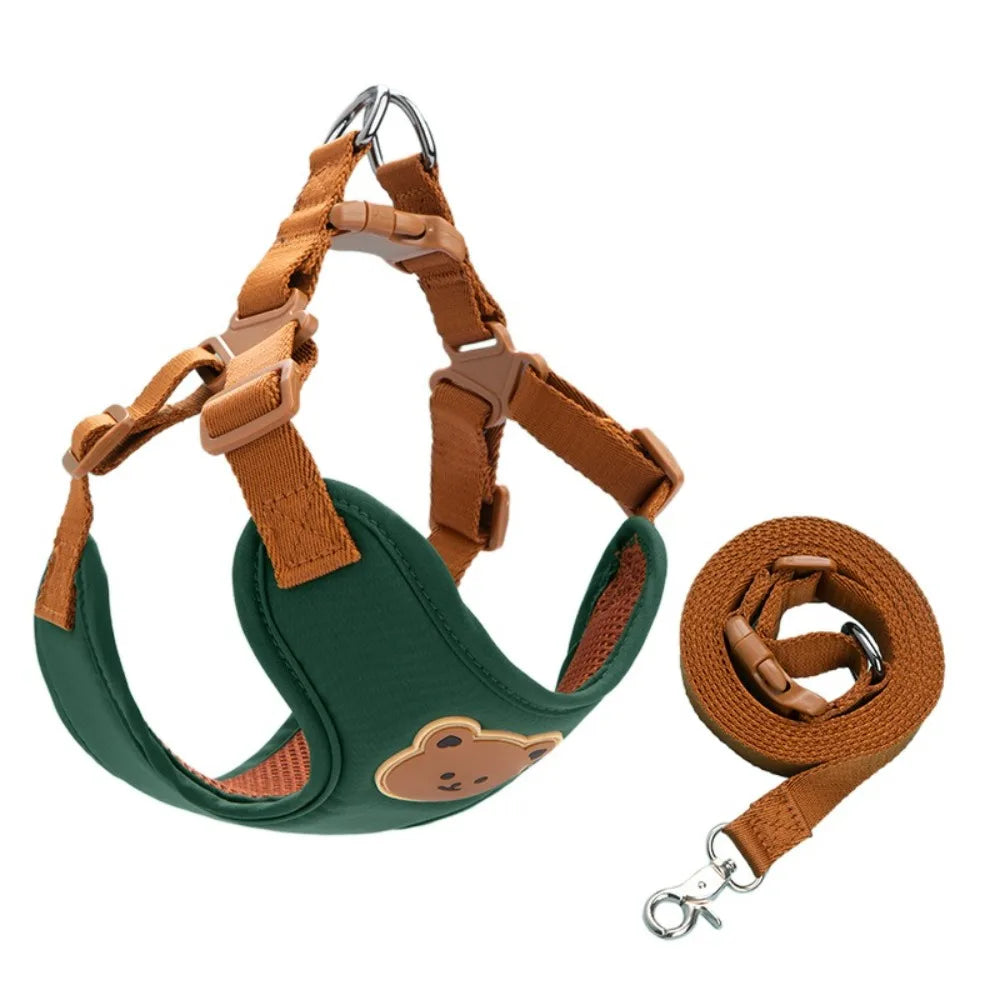 Adjustable No-Pull Dog Harness and Leash Set — Anti-Escape Pet Harness for Walking and Travel Green-XL-