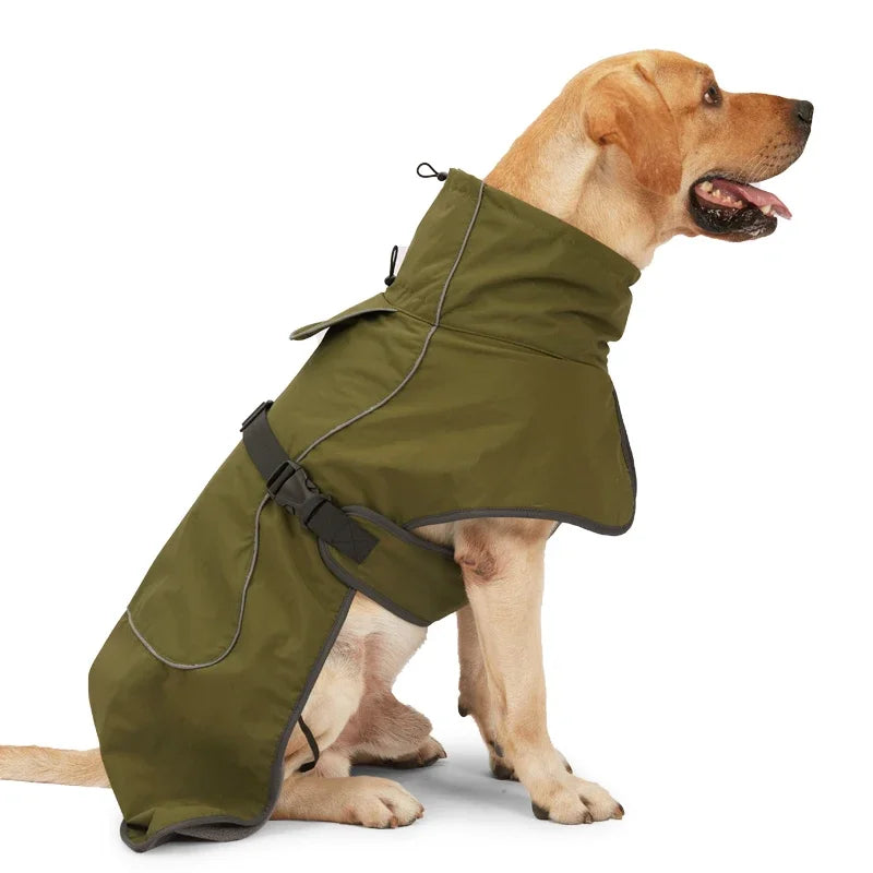 Winter Clothes for Dogs Windproof Vest Adjustable Clothes with Harness Cold Weather Waterproof Outfit for Small Medium Large Dog Green