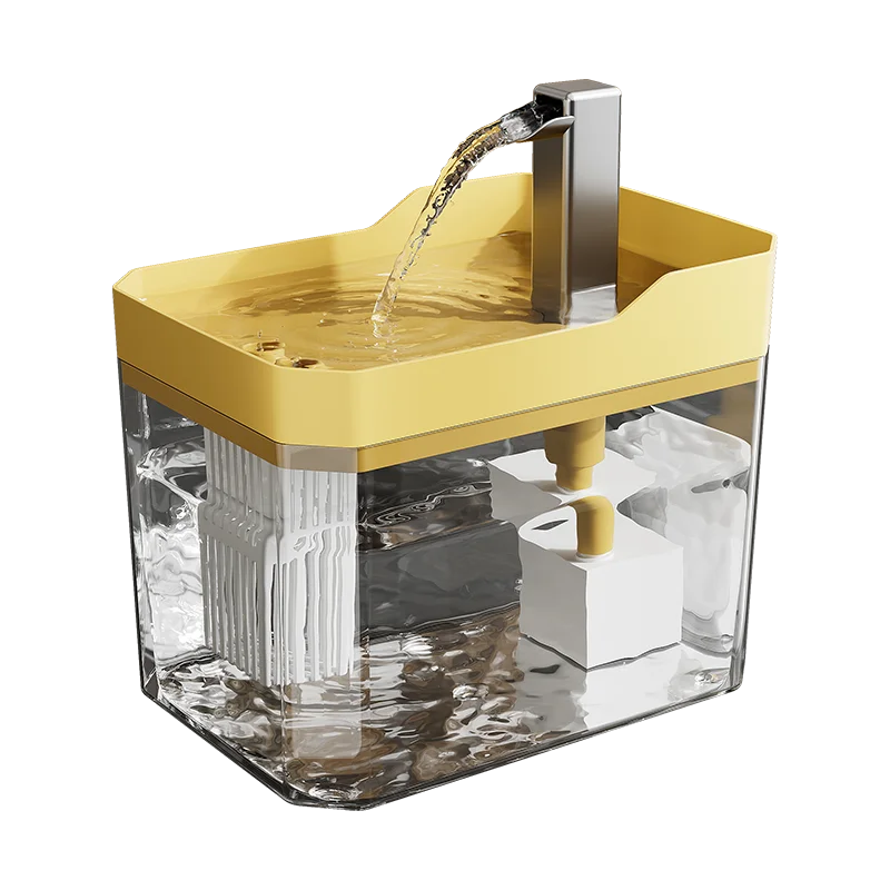 USB Cat Water Dispenser with Pump Water Filter Silent Anti-Dry Burning Automatic Recirculating Pet Live Water Flow Drinker Yellow