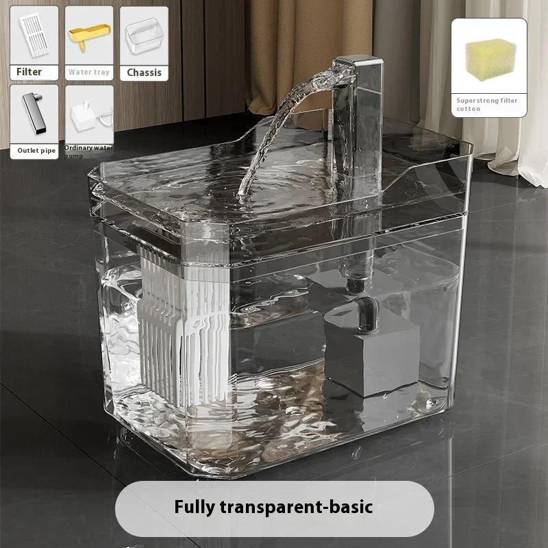 Automatic Feeder Dog Cat Food Bowl With Water Fountain Large Capacity Pet Food Storage Dispenser Container Puppy Pet Accessories Transparent 1.5L L 2L